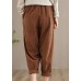 Italian Chocolate Casual Spring Elastic Waist Pockets Wide Leg Pants