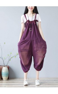 Bohemian Purple Hole Patchwork Fall Cotton Romper