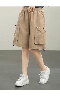 Modern Khaki Pockets hot pants Summer