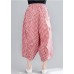 Casual Red Plaid Large Women's Elastic Waist Pants