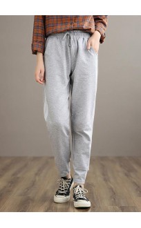 Loose Spring Wild Pants Clothing Light Gray Gifts Elastic Waist Women Pants