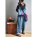 Casual Blue Wide Leg Pants Linen