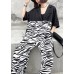 Diy White Zebra pattern Patchwork Casual Jumpsuit Shorts Summer