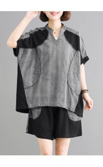 Elegant Cotton Long Shirts Vintage Spliced Cotton Linen Blouse And Shorts