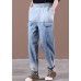 Modern Light Blue Trousers Thin Spring Pockets Sewing Casual Pants