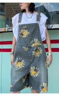 Denim Back Pants Summer Thin Print Straight Tube Shorts