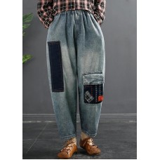 Retro Patch Embroidered Jeans Women's Spring Loose Harem Pants