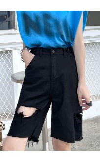 Chic Black High Waist Hole shorts Pants