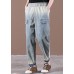 French Spring Wide Leg Pants Unique Blue Work Pant