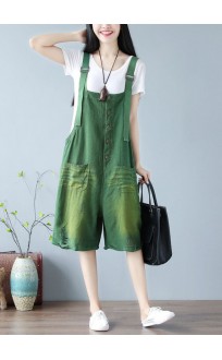 Plus size Green pocket hot pants Jumpsuit Summer
