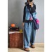 Casual Blue Wide Leg Pants Linen