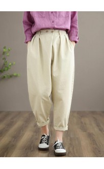 Elegant Beige Pant Stylish Spring Button Down Trousers