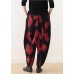 Diy Red Print Harem Cotton Pants