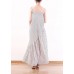 White Stripe Suspender Large Chiffon Jumpsuit Wide Leg Pants Summer